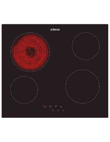 Placa Vitrocerámica - Edesa EVT6421R, 4 Zonas, 60 cm, Negro, Sin Marco |  Electrónica Vicente