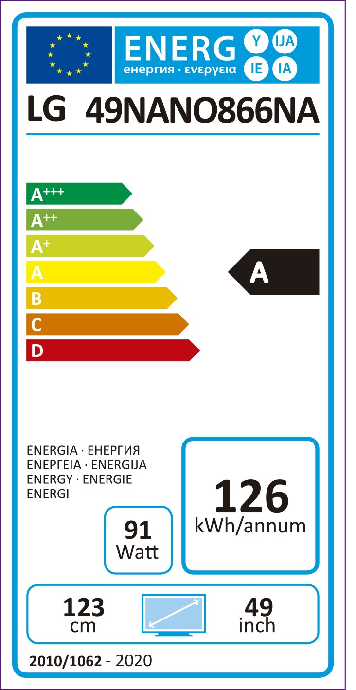 Etiqueta de Eficiencia Energética - 55NANO916NA