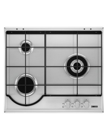 Placa Gas - Zanussi ZGG65334XA, 3 Zonas, 60 cm, Acero Inoxidable, Sin Marco  | Electrónica Vicente