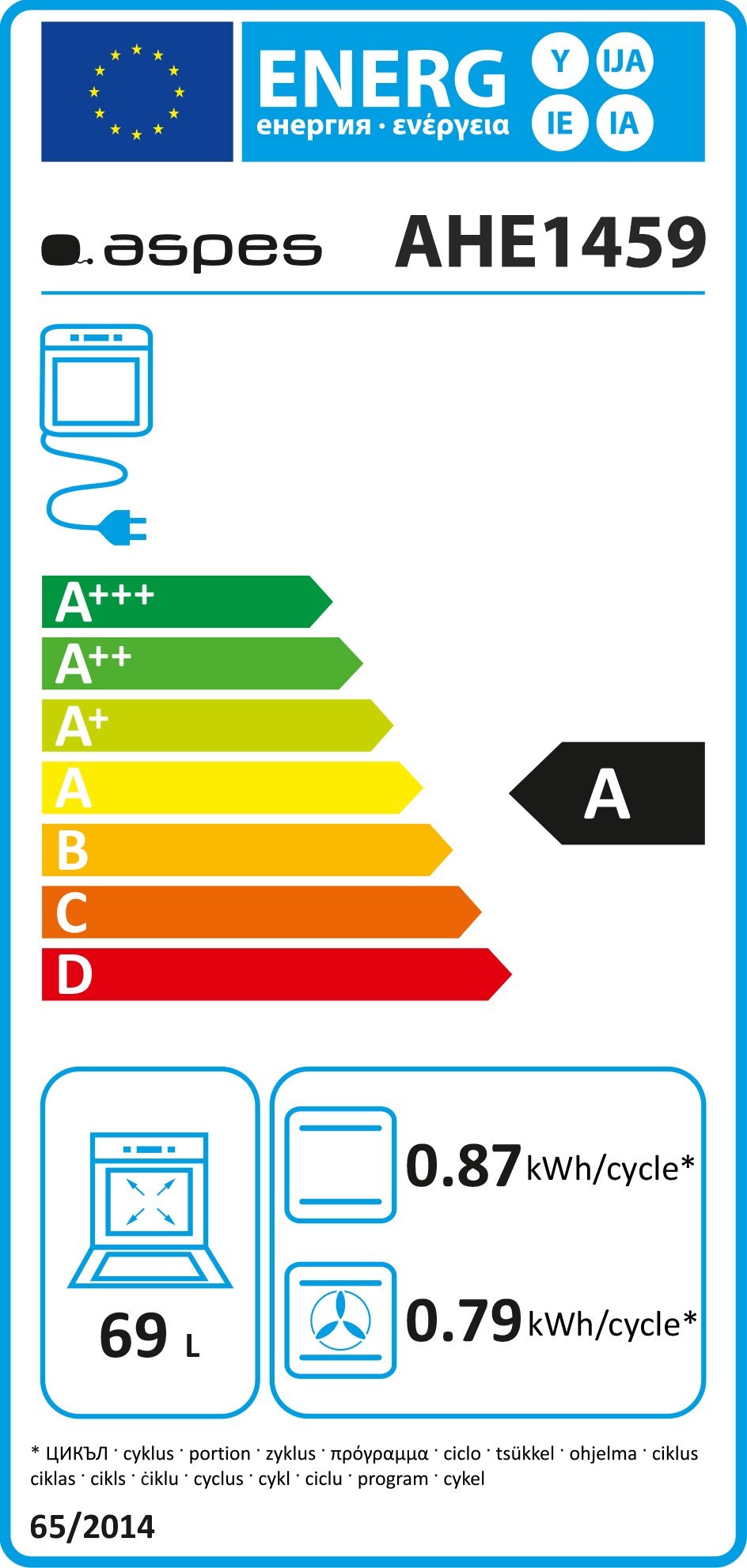 Etiqueta de Eficiencia Energética - AHE1459X