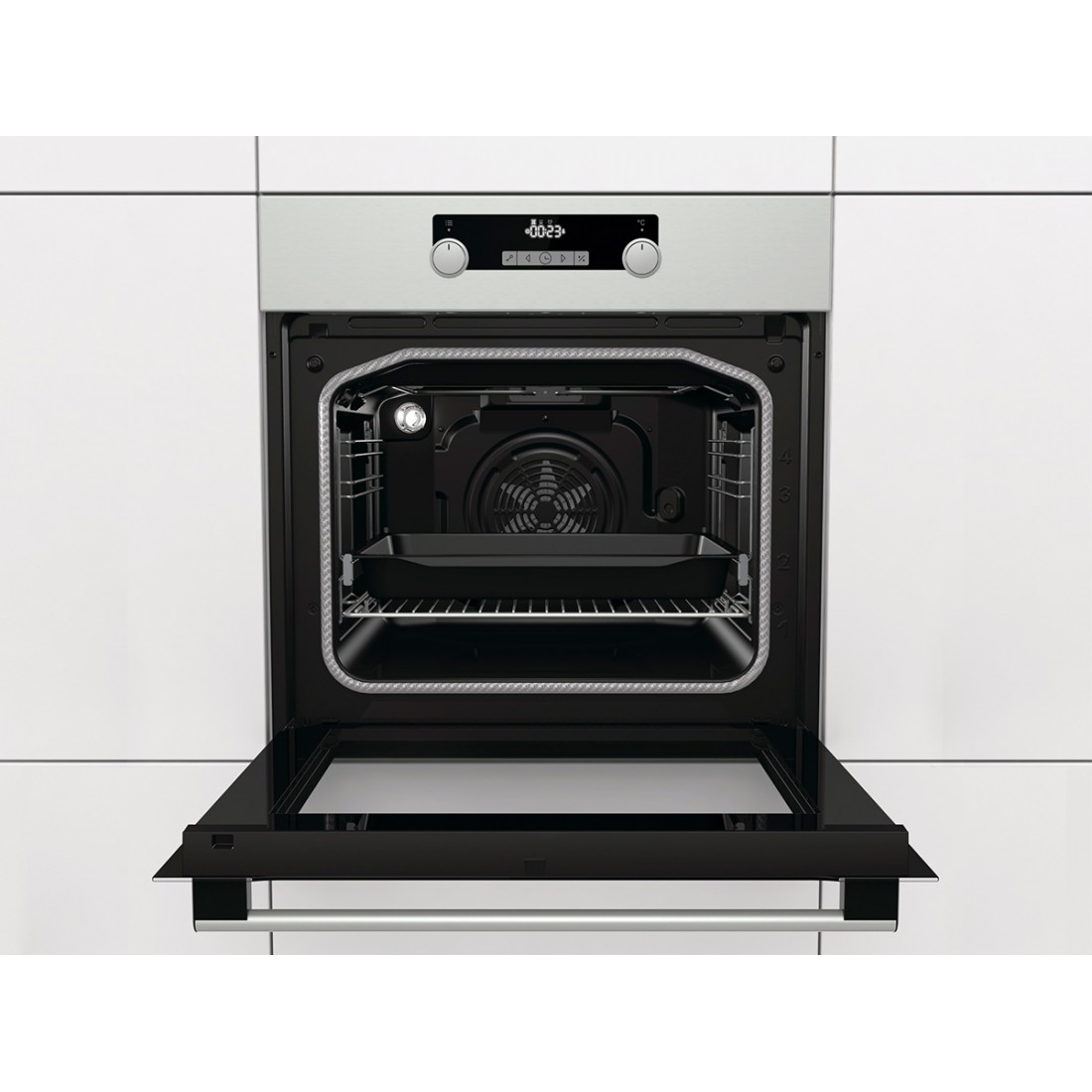 Hisense Horno empotrable Aspecto de acero inoxidable con funci/ón de limpieza Pyrolyse.
