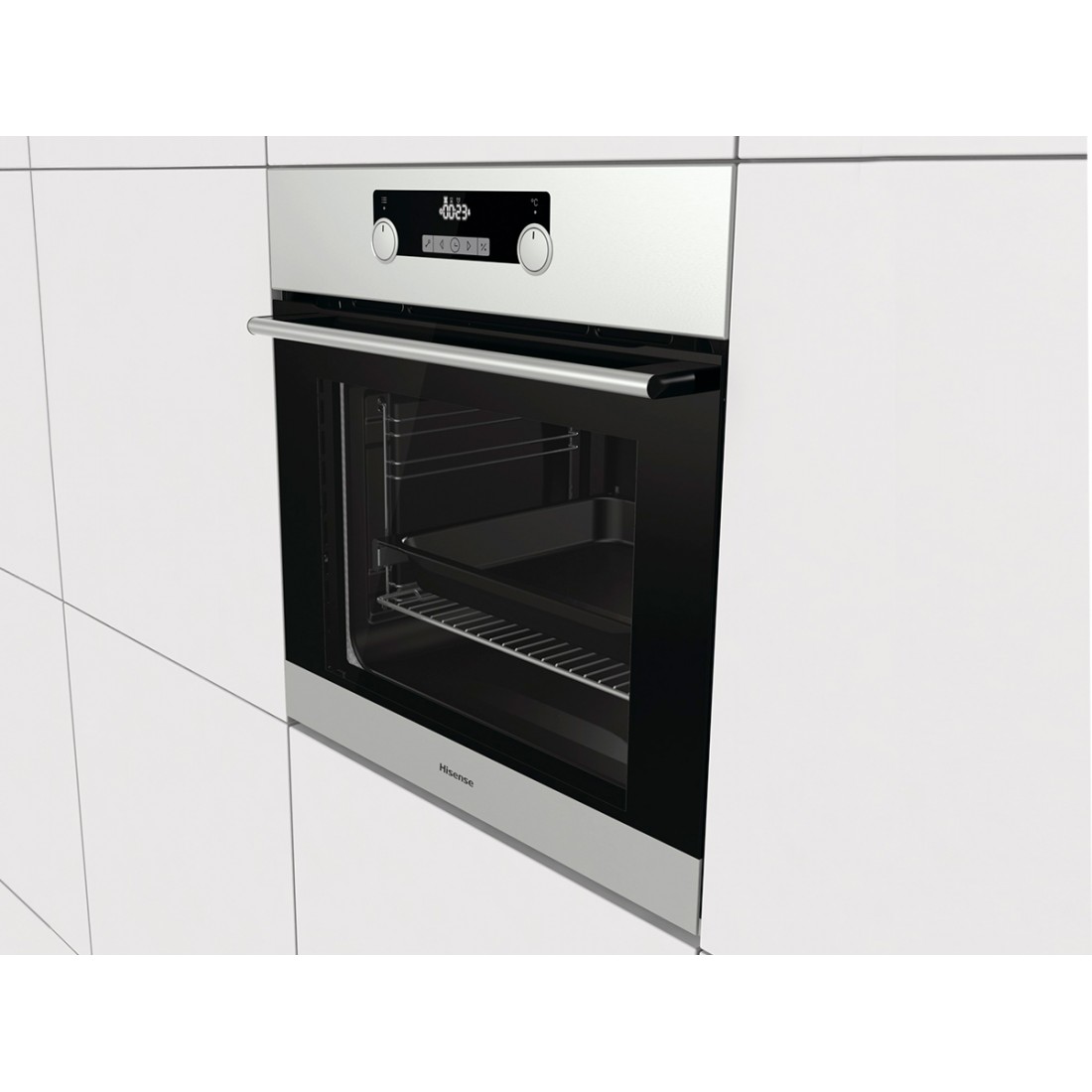 Hisense Horno empotrable Aspecto de acero inoxidable con funci/ón de limpieza Pyrolyse.
