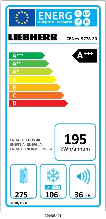 Etiqueta de Eficiencia Energética - CBNES5778