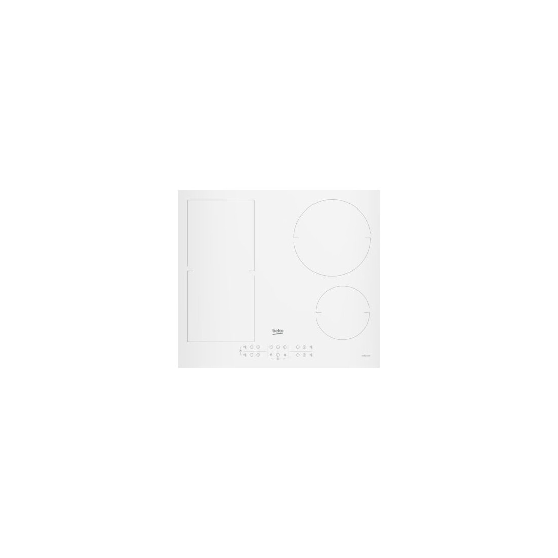 Placa Inducción - Beko HII64200FMTW, 4 Zonas, 60 cm, Blanco, Sin Marco