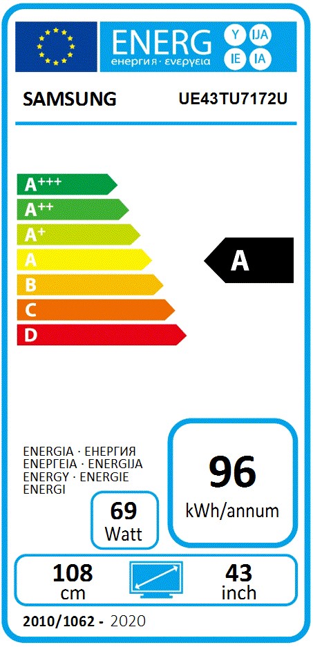 Etiqueta de Eficiencia Energética - UE43TU7172