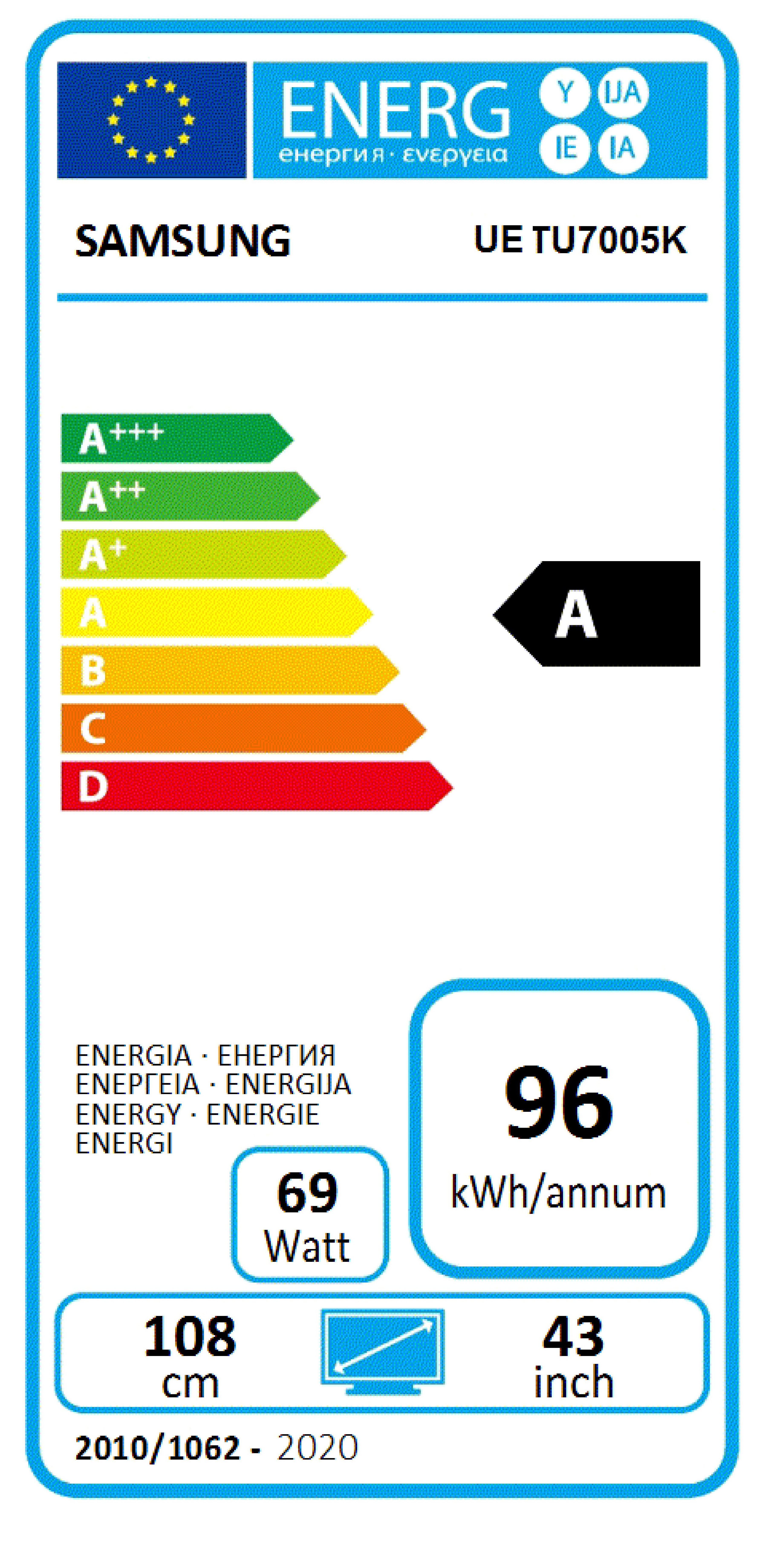 TV LED - Samsung UE50TU7005, Eficiencia A, 4K, 50\