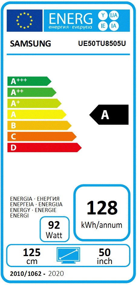 Etiqueta de Eficiencia Energética - UE50TU8505