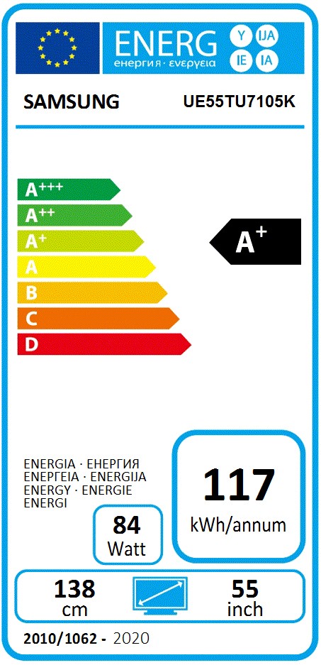 Etiqueta de Eficiencia Energética - UE55TU7105