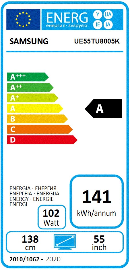 Etiqueta de Eficiencia Energética - UE55TU8005