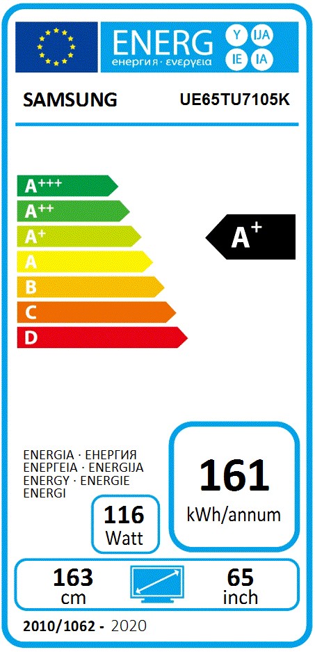 Etiqueta de Eficiencia Energética - UE65TU7105
