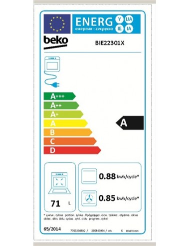 Horno Multifunción - Beko BIE22301X, Eficiencia A, Acero Inoxidable,  Abatible, Convencional | Electrónica Vicente