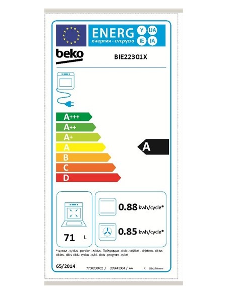 Horno Multifunción - Beko BIE22301X, Eficiencia A, Acero Inoxidable,  Abatible, Convencional | Electrónica Vicente