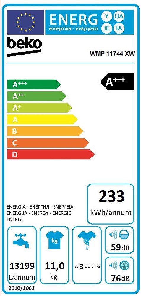 Etiqueta de Eficiencia Energética - WMP11744XW