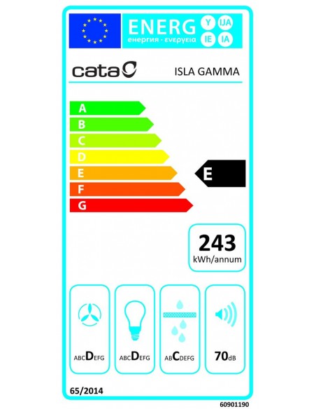 Campana Isla - Cata Gamma, 90 cm, Inox