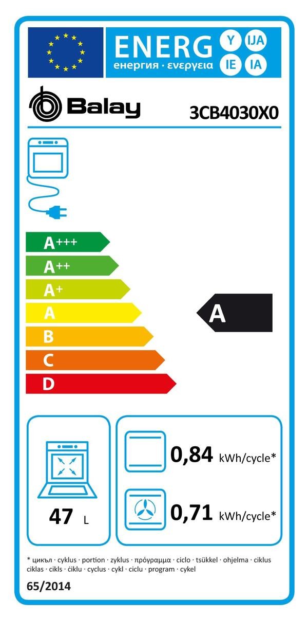 Horno Multifunción - Balay 3CB4030X0, Eficiencia A, Acero Inoxidable,  Abatible, Convencional | Electrónica Vicente