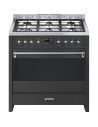 Cocina Gas y Eléctrica - Smeg A1A9, Eficiencia A+, 90 cm, 6 fuegos, Negro