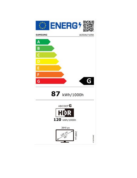 TV LED - Samsung UE50AU7105, 4K, 50...