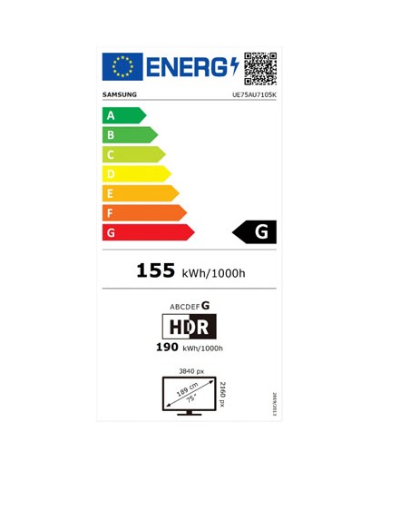 TV LED - Samsung UE75AU7105, 4K, 75...