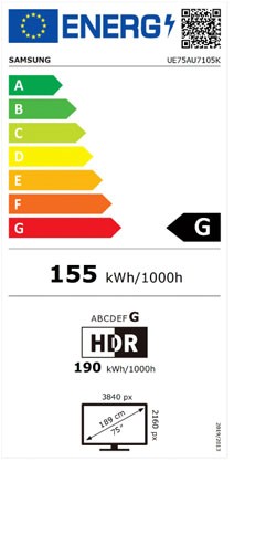 Etiqueta de Eficiencia Energética - UE75AU7105KXXC