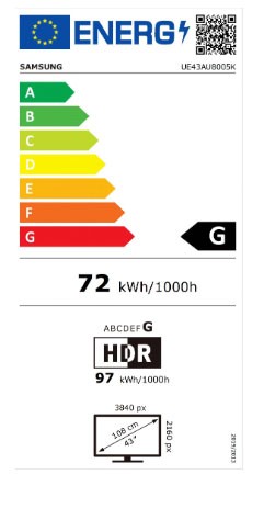 Etiqueta de Eficiencia Energética - UE43AU8005