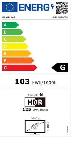 Etiqueta de Eficiencia Energética - UE55AU8005