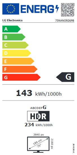 Etiqueta de Eficiencia Energética - 75NANO926PB