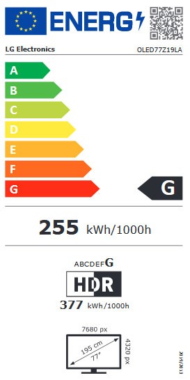 Etiqueta de Eficiencia Energética - OLED77Z19LA