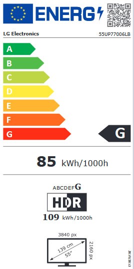 Etiqueta de Eficiencia Energética - 55UP77006LB