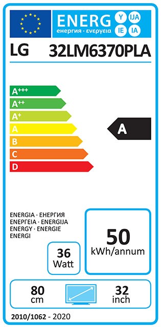 Etiqueta de Eficiencia Energética - 32LM6370PLA
