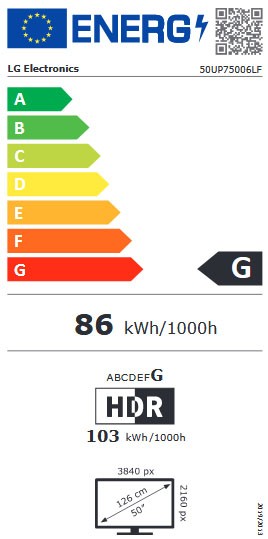 Etiqueta de Eficiencia Energética - 50UP75006LF