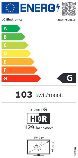 Etiqueta de Eficiencia Energética - 55UP75006LF