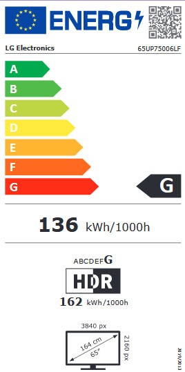 Etiqueta de Eficiencia Energética - 65UP75006LF