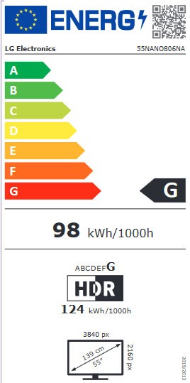 Etiqueta de Eficiencia Energética - 55NANO806NA