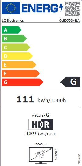 Etiqueta de Eficiencia Energética - OLED55GX6LA