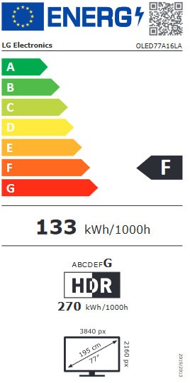 Etiqueta de Eficiencia Energética - OLED77A16LA