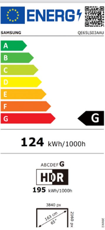 Etiqueta de Eficiencia Energética - QE65LS03AAUXXC
