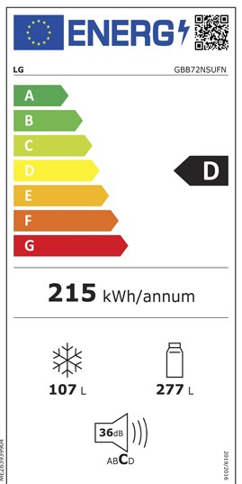 Etiqueta de Eficiencia Energética - GBB72NSUGN