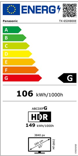 Etiqueta de Eficiencia Energética - TX-65JX800E