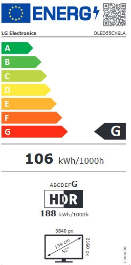 Etiqueta de Eficiencia Energética - OLED55CX6LA