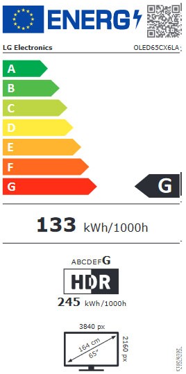 Etiqueta de Eficiencia Energética - OLED65CX6LA