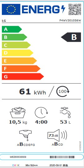 Etiqueta de Eficiencia Energética - F4WV3010S6W