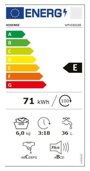 Etiqueta de Eficiencia Energética - WFVC6010E