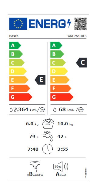 Etiqueta de Eficiencia Energética - WNG25400ES