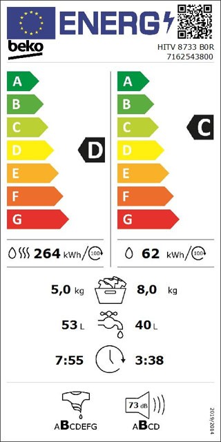 Etiqueta de Eficiencia Energética - HITV 8733 B0R
