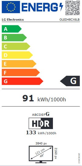 Etiqueta de Eficiencia Energética - OLED48CX6LB
