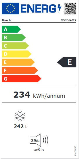 Etiqueta de Eficiencia Energética - GSN36AIEP