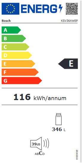 Etiqueta de Eficiencia Energética - KSV36AWEP