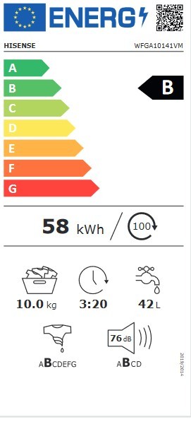 Lavadora Hisense WFGA10141VM 1400 rpm Blanco 10 kg