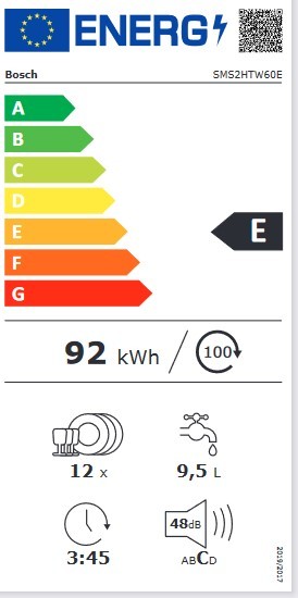 Etiqueta de Eficiencia Energética - SMS2HTW60E