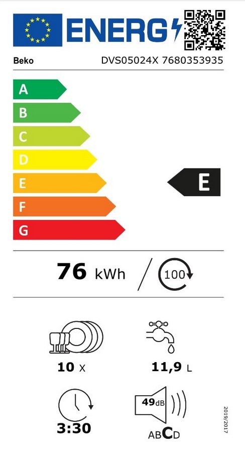 Etiqueta de Eficiencia Energética - DVS05024X